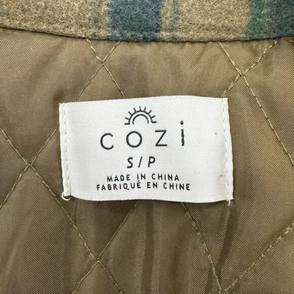 Cozi Scala Woven Shacket Womens Brown Plaid Lined Long Sleeve Jacket Size S - Picture 7 of 12